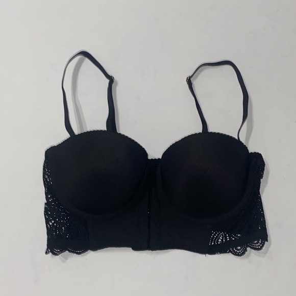 H&M Black Hook Front Lace Accented Underwire Push Up Bra in 34C - Picture 6 of 9